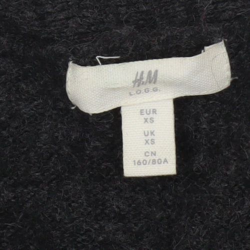 H&M Women's Black XS Cardigan, Wool Blend V-Neck
