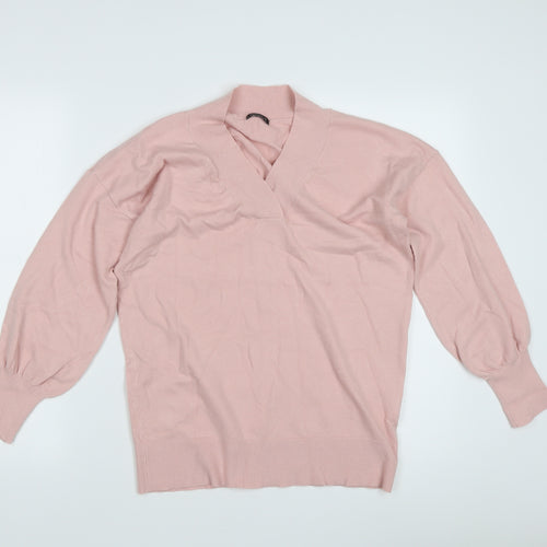 Roman Women's Pink V-Neck Pullover Jumper Size 12