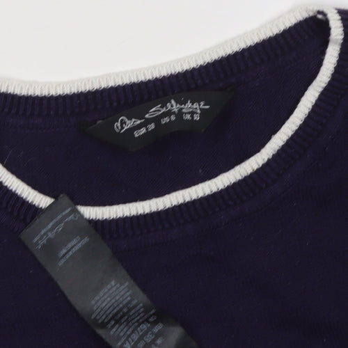 Miss Selfridge Women's Blue Crew Neck Pullover Jumper Size 8