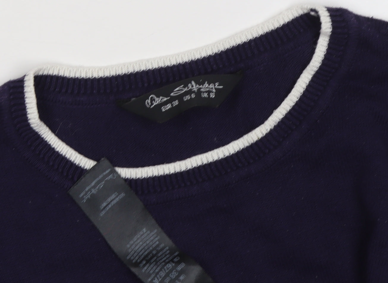 Miss Selfridge Women's Blue Crew Neck Pullover Jumper Size 8