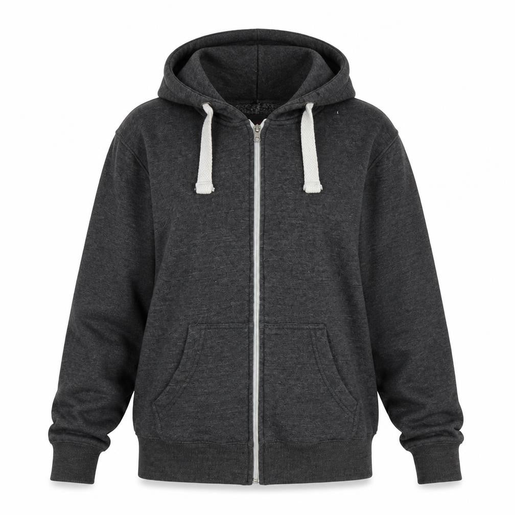 Front view of Malibu Women's Grey Full Zip Hoodie, size L