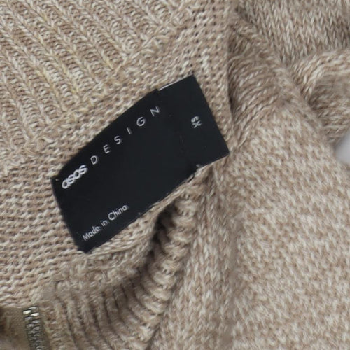 ASOS Design Men's Beige XS Full Zip Jumper