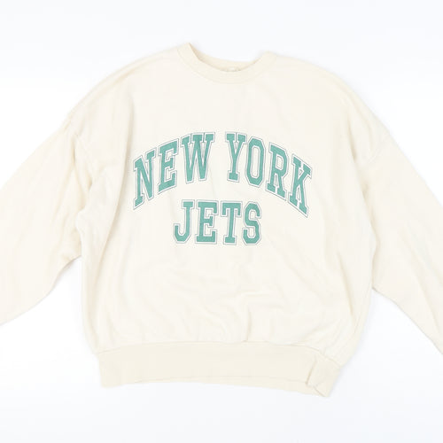 H&M Women's Beige NY Jets Pullover Sweatshirt Size 6