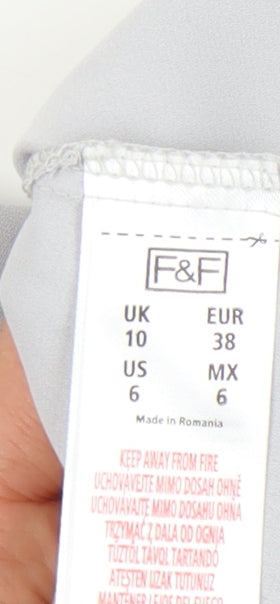 F&F Women's Grey Long Sleeve Blouse Size 10