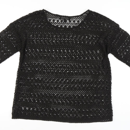 Next Women's Black Crochet Blouse Size 14