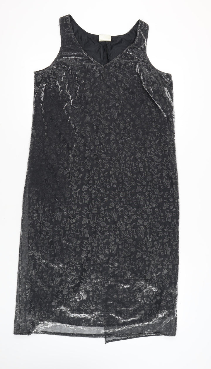 Essence Women's Black Floral Velvet Sheath Dress Size 18