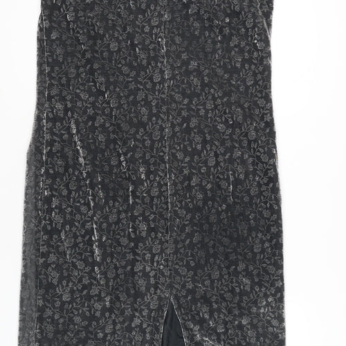 Essence Women's Black Floral Velvet Sheath Dress Size 18