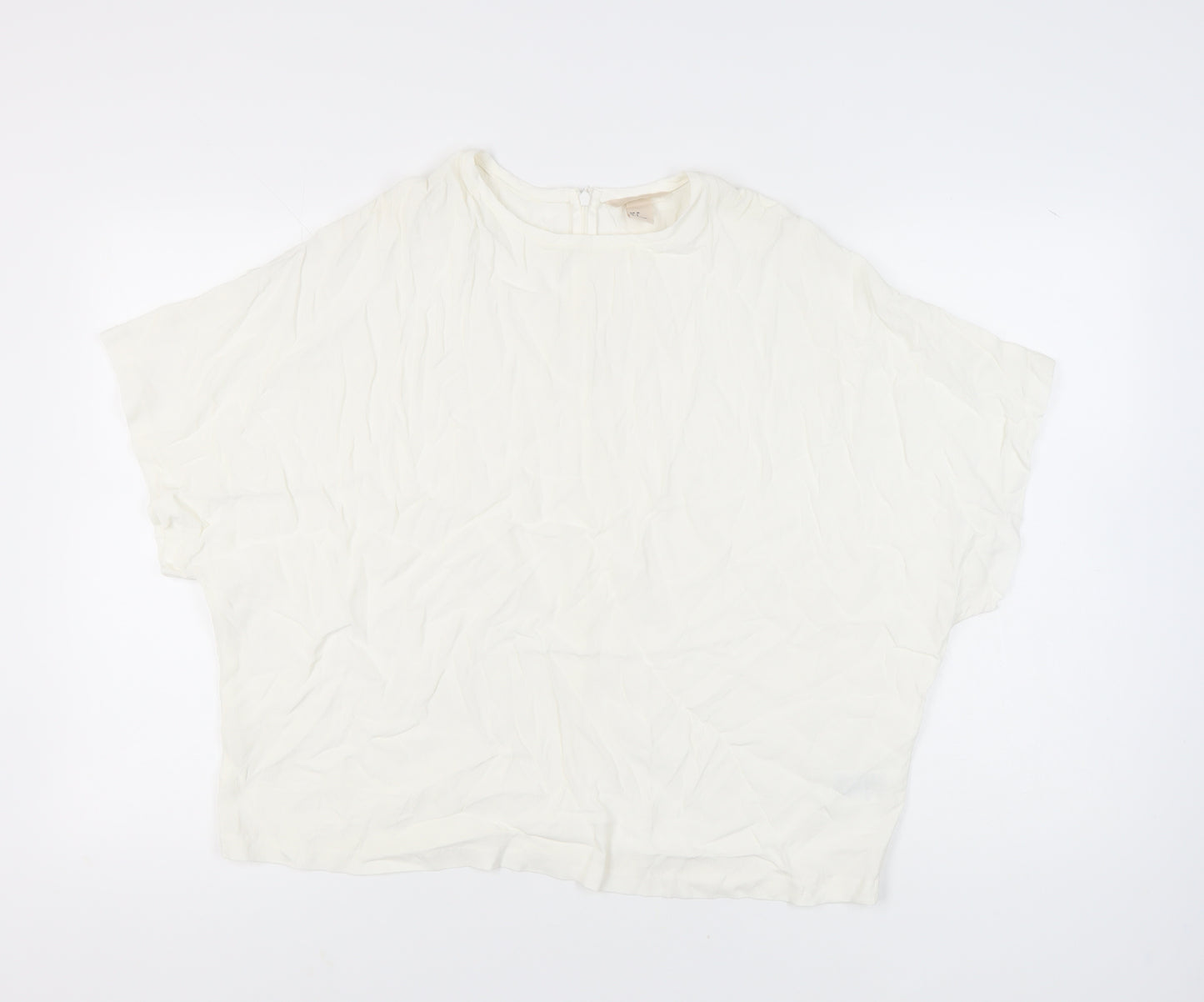 H&M Women's White Viscose Top Size 10
