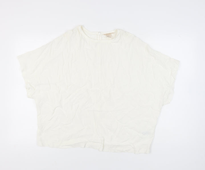 H&M Women's White Viscose Top Size 10