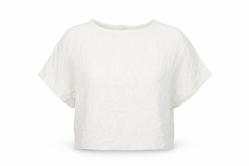 Front view of H&M Women's White Viscose Top, size 10