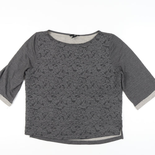 H&M Women's Grey Top - Size 10, 3/4 Sleeve
