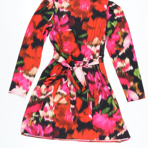 Dorothy Perkins Women's Multicoloured Floral Wrap Dress Size 8