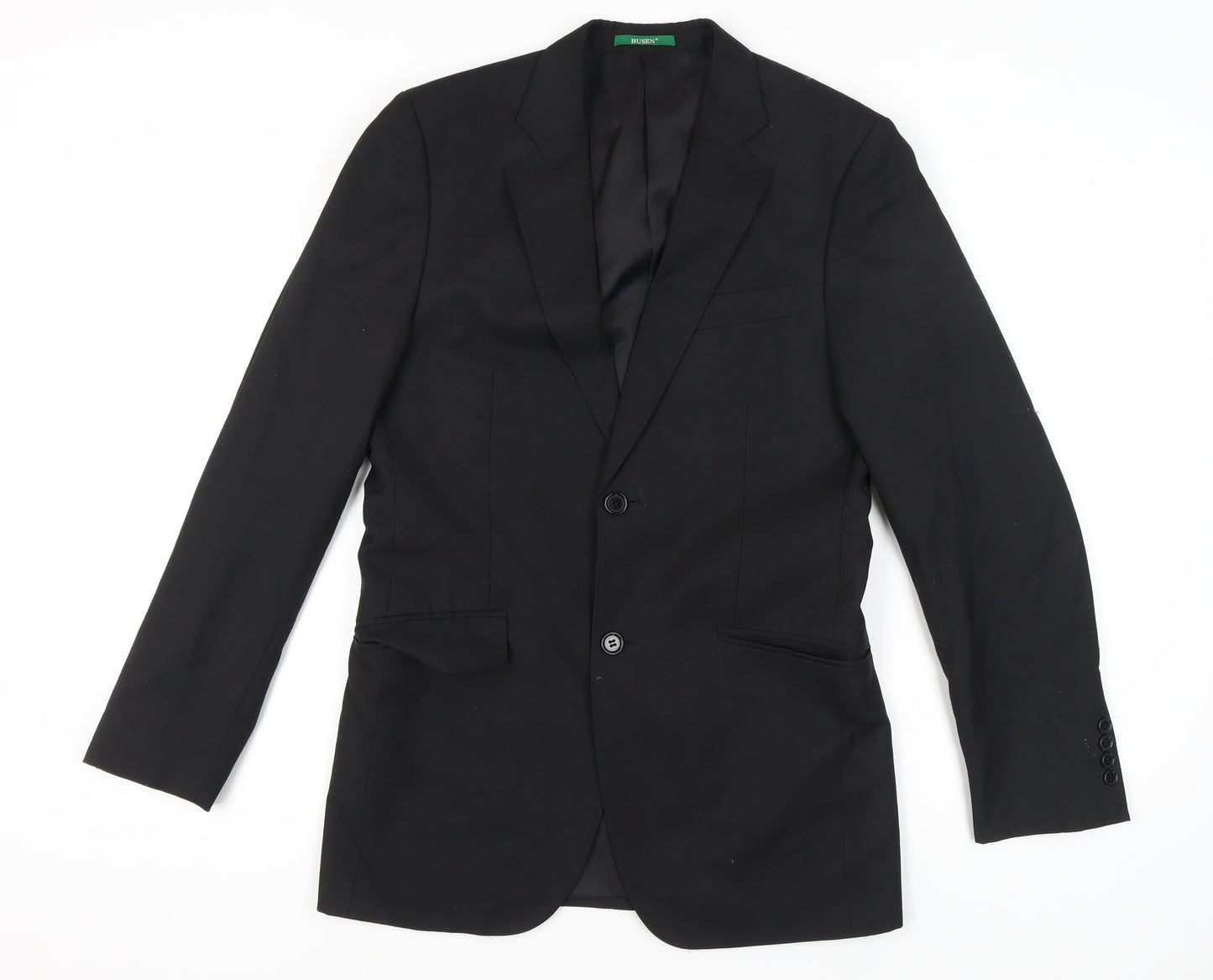 Busen Men's Black Classic Blazer Jacket, Size 46
