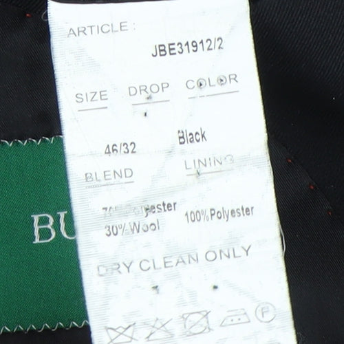 Busen Men's Black Classic Blazer Jacket, Size 46