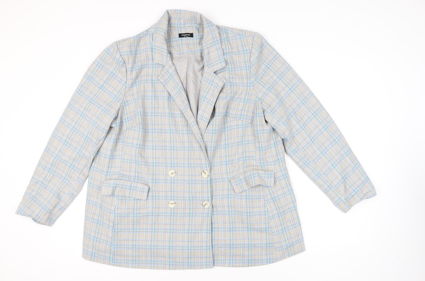 Simply Be Women's Multicoloured Plaid Suit Jacket Size 24