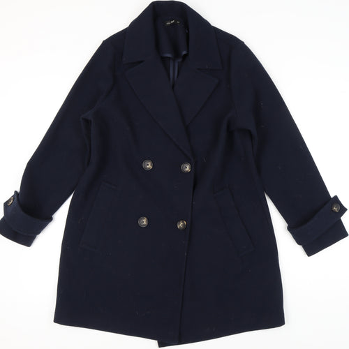 F&F Women's Blue Wool Pea Coat, Size M, Mid-Length
