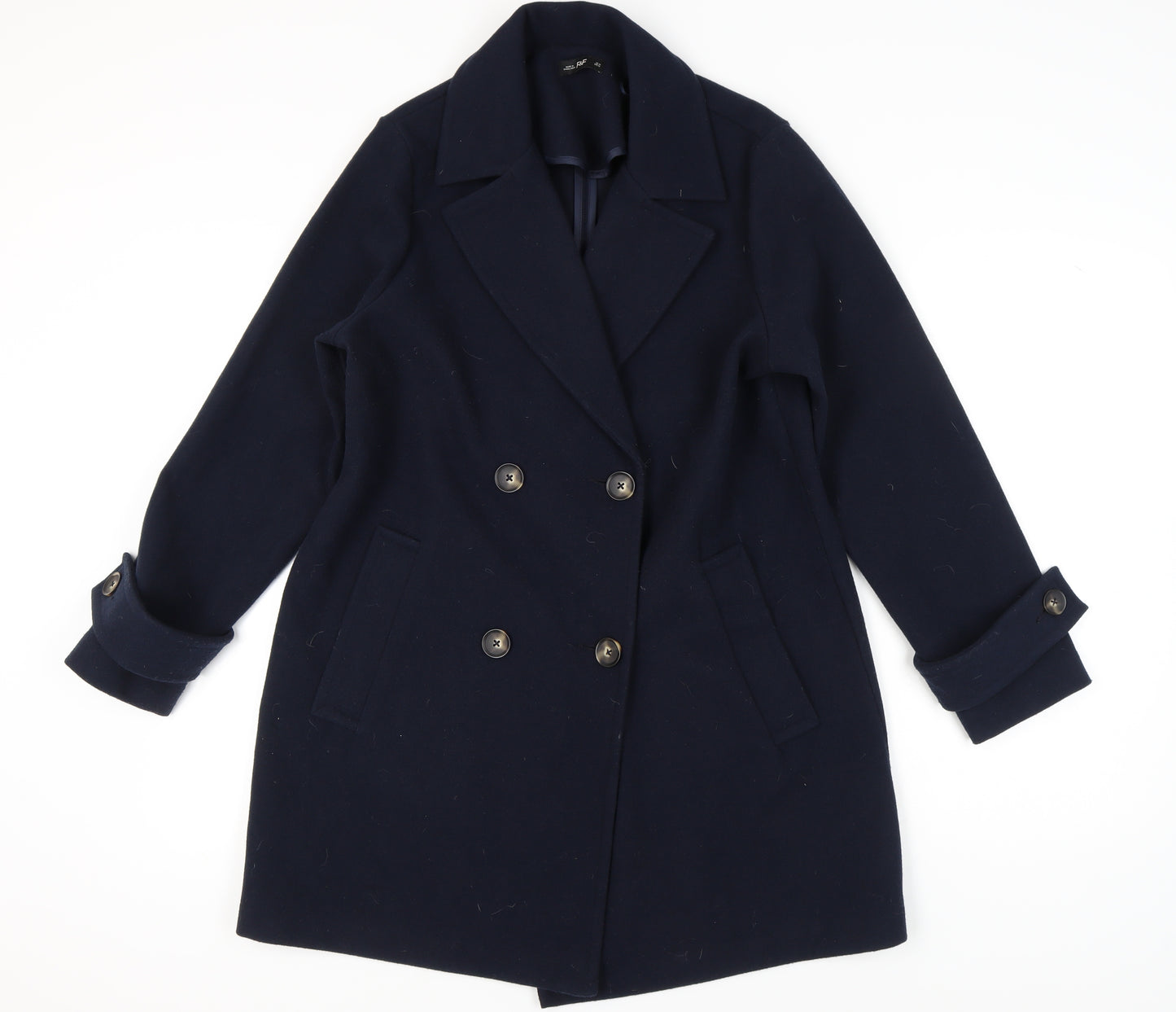 F&F Women's Blue Wool Pea Coat, Size M, Mid-Length