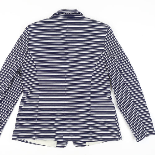 Tu Women's Blue Striped Double-Breasted Blazer