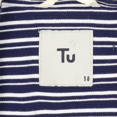Tu Women's Blue Striped Double-Breasted Blazer