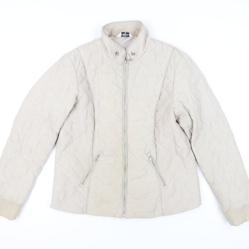 Classic Women's Beige Quilted Jacket Size 12 Regular