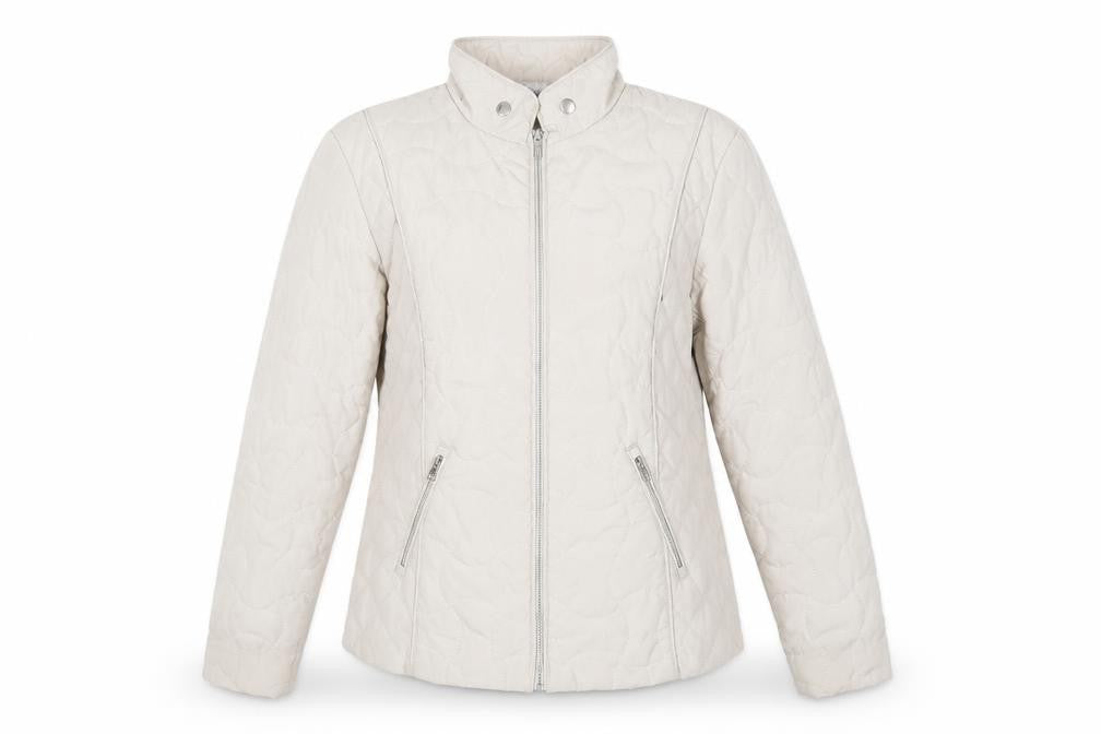 Front view of Classics Women's Beige Quilted Jacket, size 12, Regular