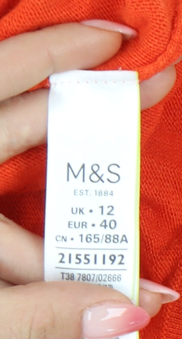 Marks & Spencer Women's Orange V-Neck Jumper