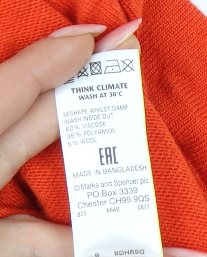 Marks & Spencer Women's Orange V-Neck Jumper