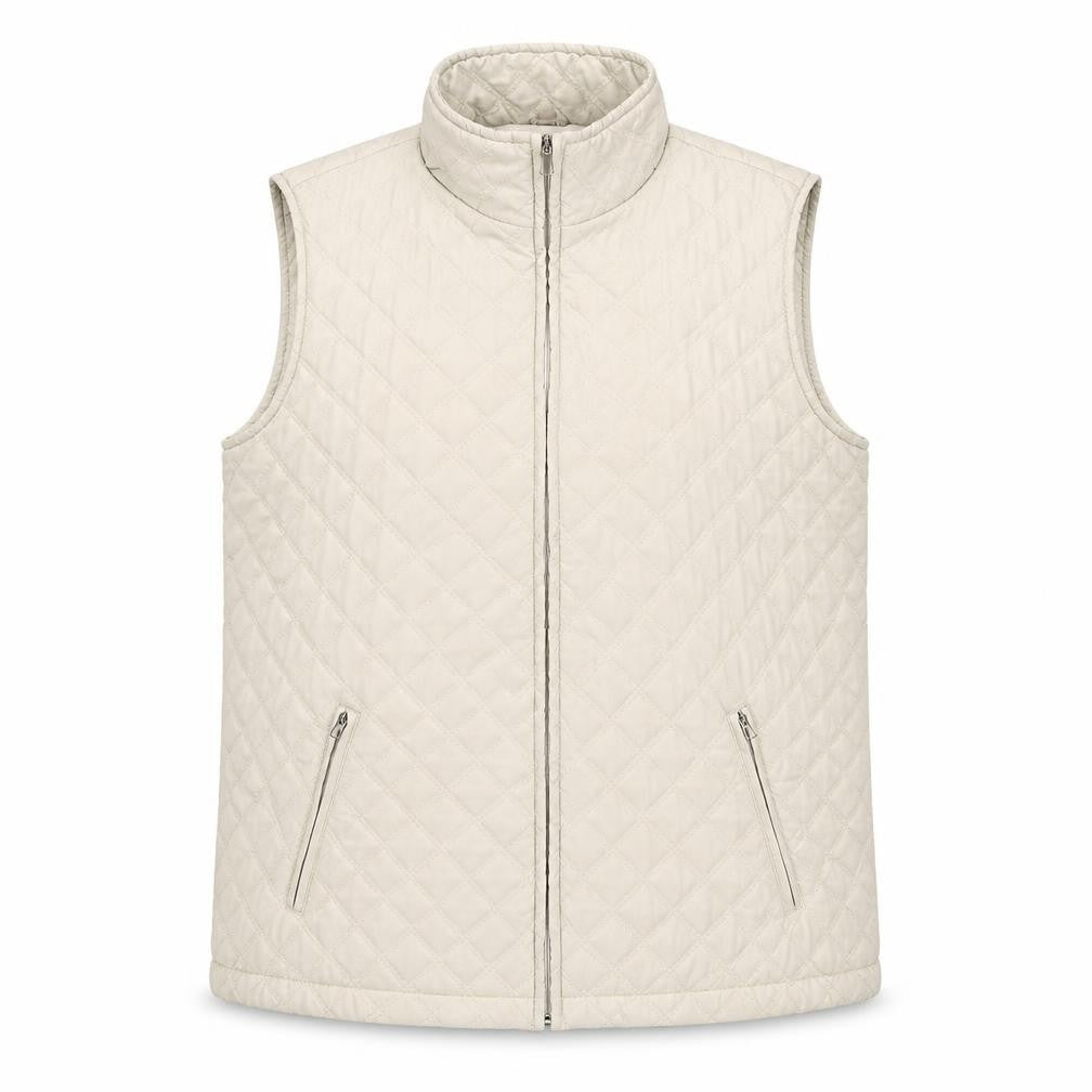 Front view of Katrin Women's Beige Quilted Waistcoat, size 12