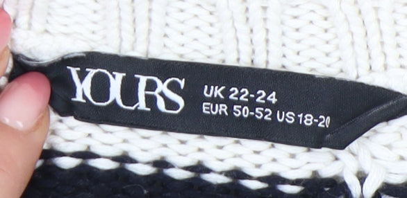 Yours Women Multicoloured Cable Knit Pullover Size 22