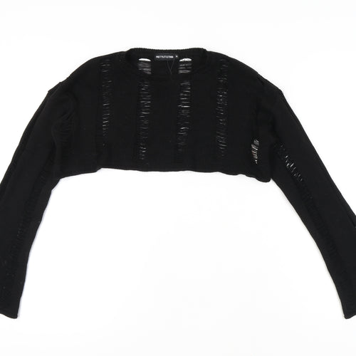 PrettyLittleThing Women's Black Open Knit Pullover M