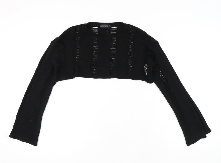PrettyLittleThing Women's Black Open Knit Pullover M