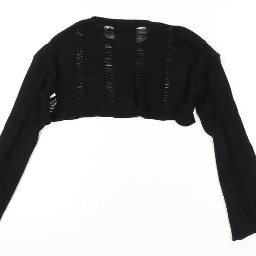 PrettyLittleThing Women's Black Open Knit Pullover M