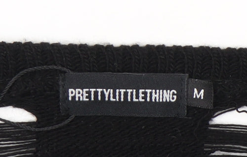 PrettyLittleThing Women's Black Open Knit Pullover M