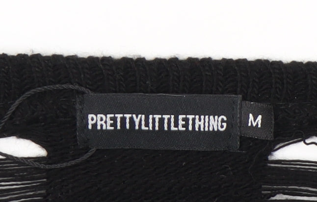 PrettyLittleThing Women's Black Open Knit Pullover M