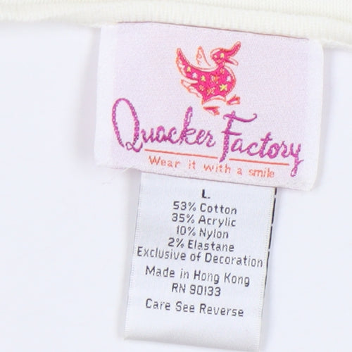 Quacker Factory Women’s Ivory Pullover Jumper L