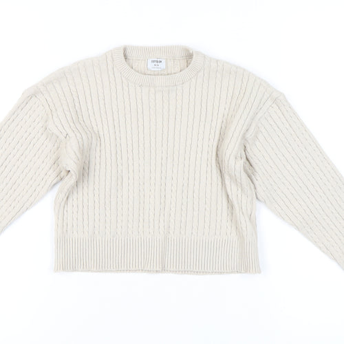 Cotton On Women's Beige Cable-Knit Pullover Jumper M