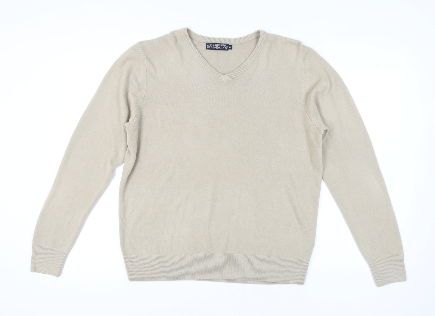 Kensington Eastside Beige Men's XL V-Neck Jumper