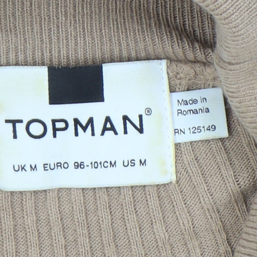 Topman Men's Beige Roll Neck Pullover M