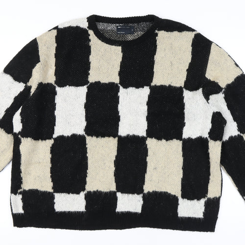 ASOS Black Check Crew Neck Pullover Jumper M