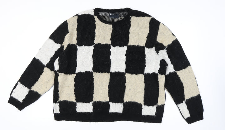 ASOS Black Check Crew Neck Pullover Jumper M