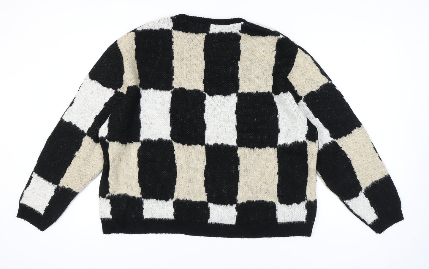 ASOS Black Check Crew Neck Pullover Jumper M