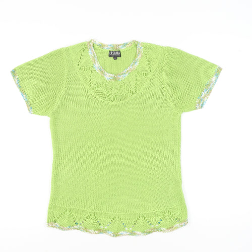 Casamia Exclusive Women's Green Scoop Neck Knit Jumper S