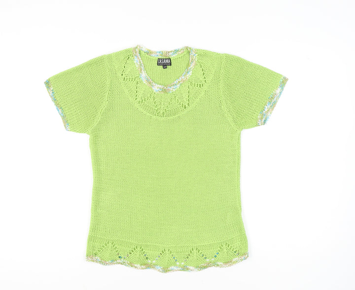 Casamia Exclusive Women's Green Scoop Neck Knit Jumper S