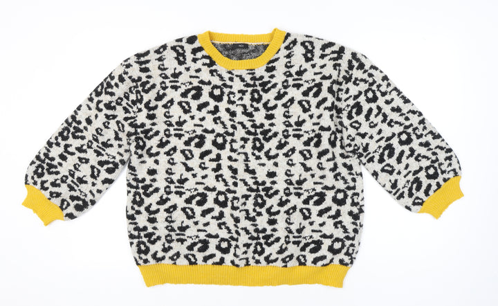 M&Co Women's Multicoloured Leopard Print Pullover Jumper