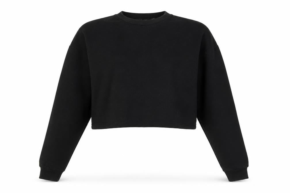 Front view of Boohoo Women's Black Pullover Sweatshirt UK, size 6