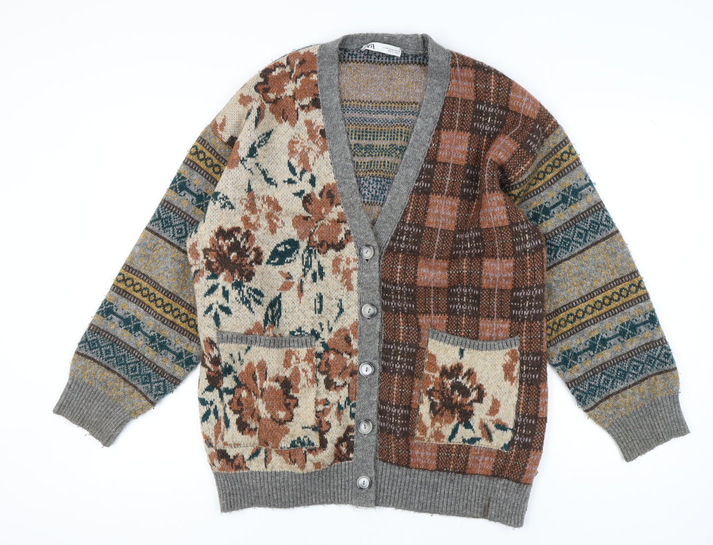 Zara Women's Multicoloured Cardigan M, V-Neck