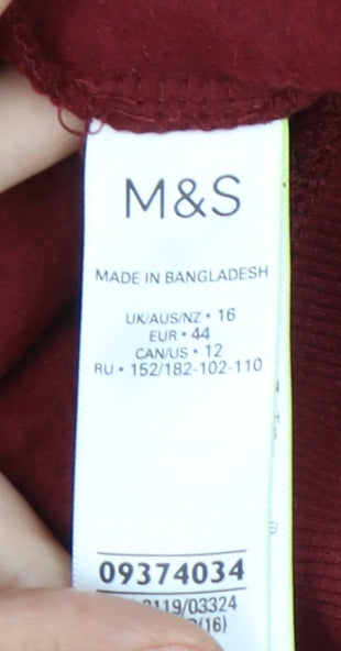 Marks and Spencer Women's Red Sweatshirt, Size 16, Mock Neck