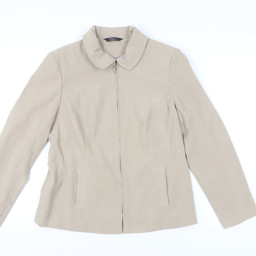 Bm Women's Beige Jacket Size 14 Full Zip Casual