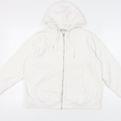 Marks and Spencer Women White Full Zip Hoodie L