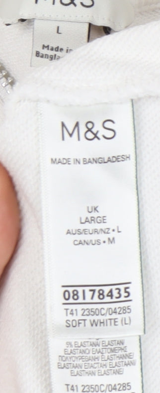 Marks and Spencer Women White Full Zip Hoodie L